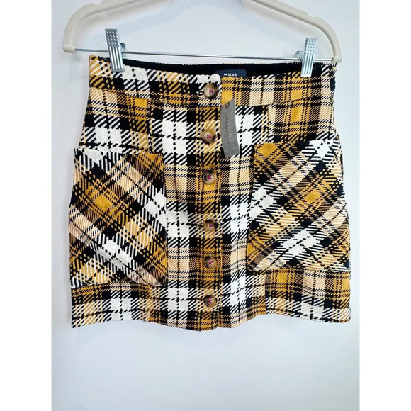 NWT Anthropologie Maeve button front plaid mini skirt size 4P - Picture 2 of 11